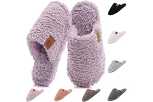 GETOEU Slippers for Women Fuzzy House Slippers with Memory Foam Slip-on House Shoes Warm Cozy Cashmere Slipper Washable Bedro