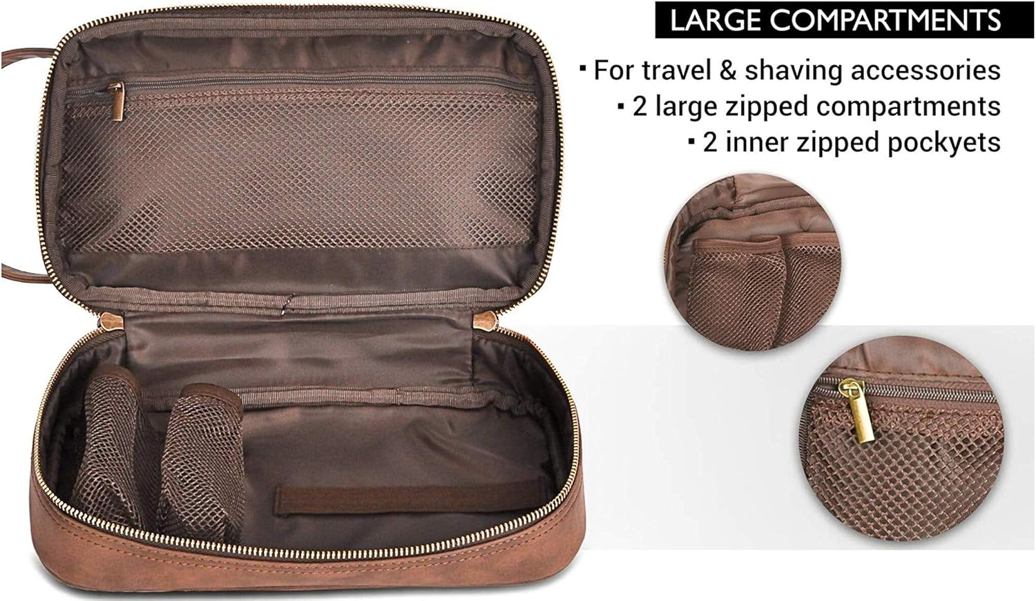Vetelli Leather Toiletry Bag For Men. Our Dopp Kit Comes With 2 Silicone Travel Bottles And Is A Perfect Gift And Travel Accessory: Clothing