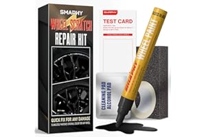 SMAPHY Wheel Scratch Repair Kit, Wheel Repair Kit Curb Rash Wheel Paint Rim Paint Pen for Wheel Repair, Universal Color Black Wheel Paint(Gloss Black）