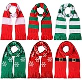 IWOLOMI 6 Pcs Winter Scarf Bulk for Women Men Winter Snowflake Warm Knitted Large Scarf Long Shawl for Birthday Gifts Holiday