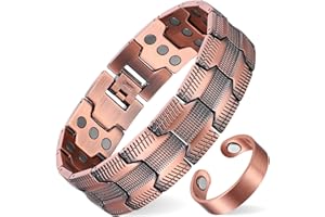 MagEnergy Copper Bracelet for Men, 3X Strength Magnetic Bracelet with 99.99% Pure Copper Ring & 3500 Gauss Magnets, Adjustable Length with Sizing Tool