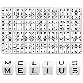 MELIUS 252Pcs 10x10mm Acrylic Large Letter Beads, Square Big Alphabet Paracord Beads for Jewelry Making, DIY Necklaces Collars, Key Chains, Bracelets (White)