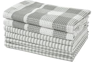 LANE LINEN Cotton Dish Towels for Drying Dishes - 6 Pack Soft Absorbent Kitchen Dish Cloths, Multi-Purpose Kitchen Towel for 