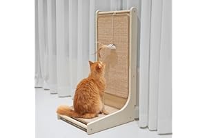 PETKARAY Cat Scratcher, Sisal Cat Scratch Pad, L Shape Cat Scratching Board for Indoor Cats, Floor Mounted Scratcher with Mouse Toy Catnip