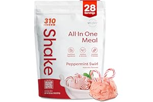 310 Nutrition All-In-One Meal Replacement Shake Powder - Plant-Based Protein Protein Powder with High-Fiber, Probiotics, Digestive Enzymes & Adaptogens - Low Carb Vegan Keto Friendly Superfoods Smoothie - Peppermint Swirl - 28 Servings