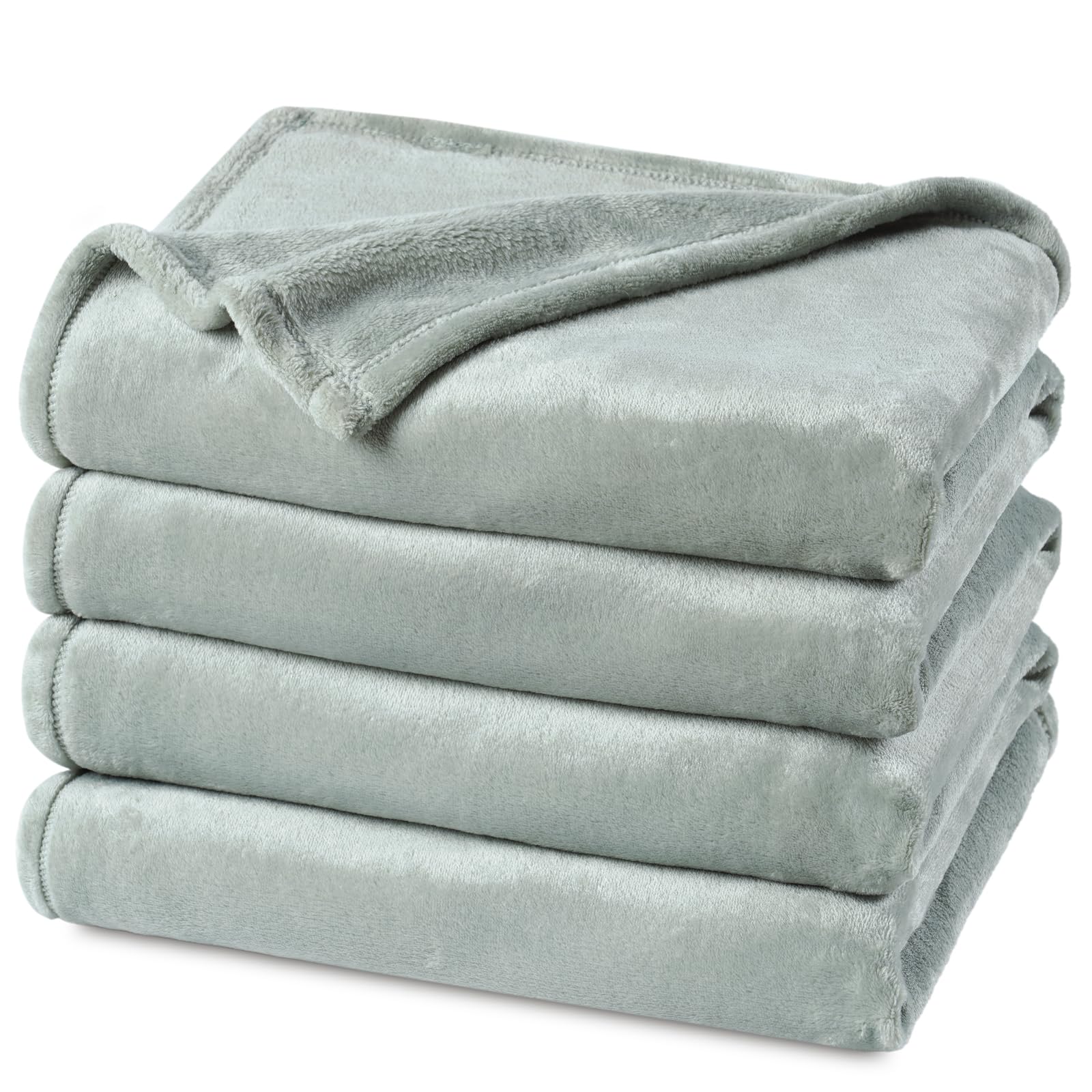 PHF Ultra Soft Fleece Blanket Single Size 130x150cm, No Shed No Pilling Luxury Plush Cozy Flannel 280GSM Lightweight Throw Blanket for Bed, Couch, Chair, Sofa Suitable for All Season, Sage Green