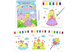SOCOLER Paint with Water Coloring Books for Kids, Princess Theme Watercolor Painting Papers for Kids Painting Activity Kit Art Craft Birthday Gift for Toddlers