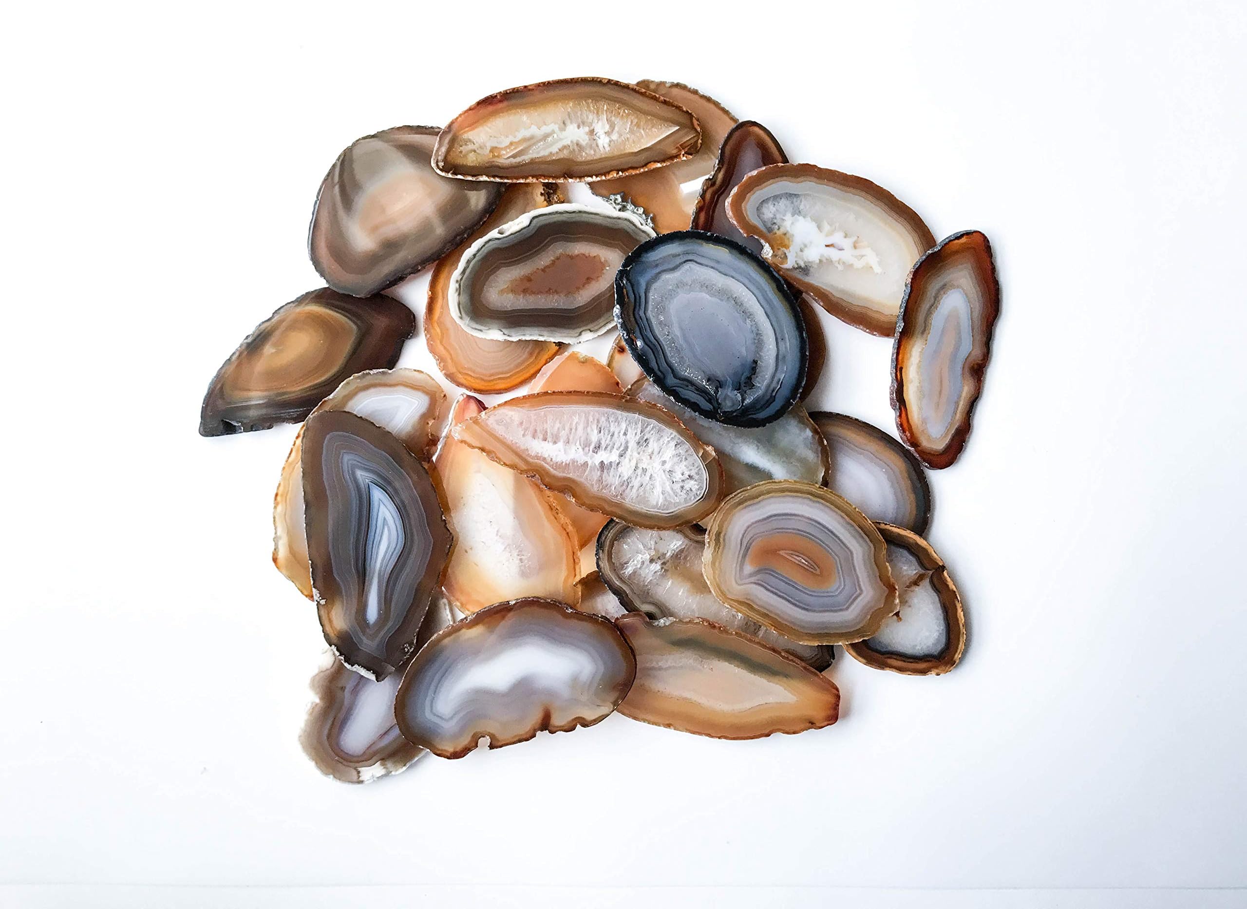 20 Natural 2.5 Inch - 3.75 Inch Large Agate Placecards A+ Quality Geode Slice Place Cards Bulk Stones Slabs Wedding Decor for Calligraphy Table Decor Tablescapes Wholesale Stone