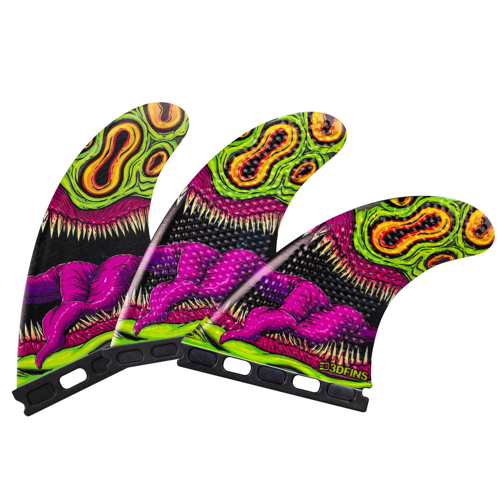 3DFINS High Performance Surfboard Fins GOHARD Series - Thruster (3 Fins), Futures Base - Dimple Technology, More Speed More Drive (Mouthy)