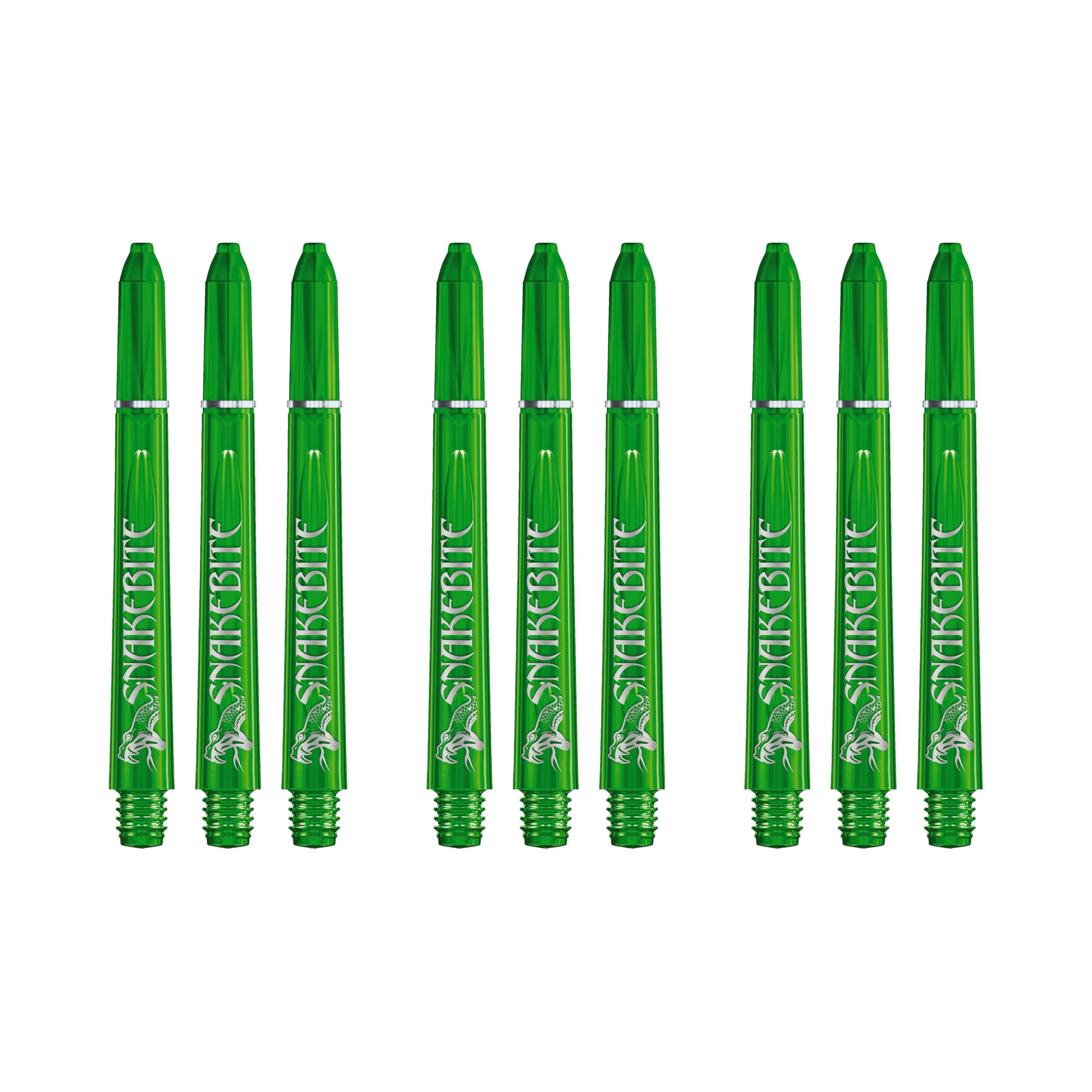 RED DRAGON Peter Wright Snakebite Signature Series Medium Green Stems - 3 Sets Per Pack (9 Shafts in Total)