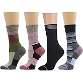 Dr. Motion Women Outdoor Hiking Walking Compression Crew Socks With Enhanced Cushion And Breathable Arch Support 4 Pairs