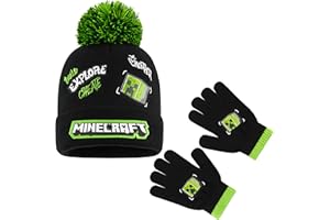 Minecraft Winter Set for Boys, Teens, 3 Piece Hat Scarf Gloves or 2 Piece Gloves & Hat, Winter Accessories, Gifts for Boys