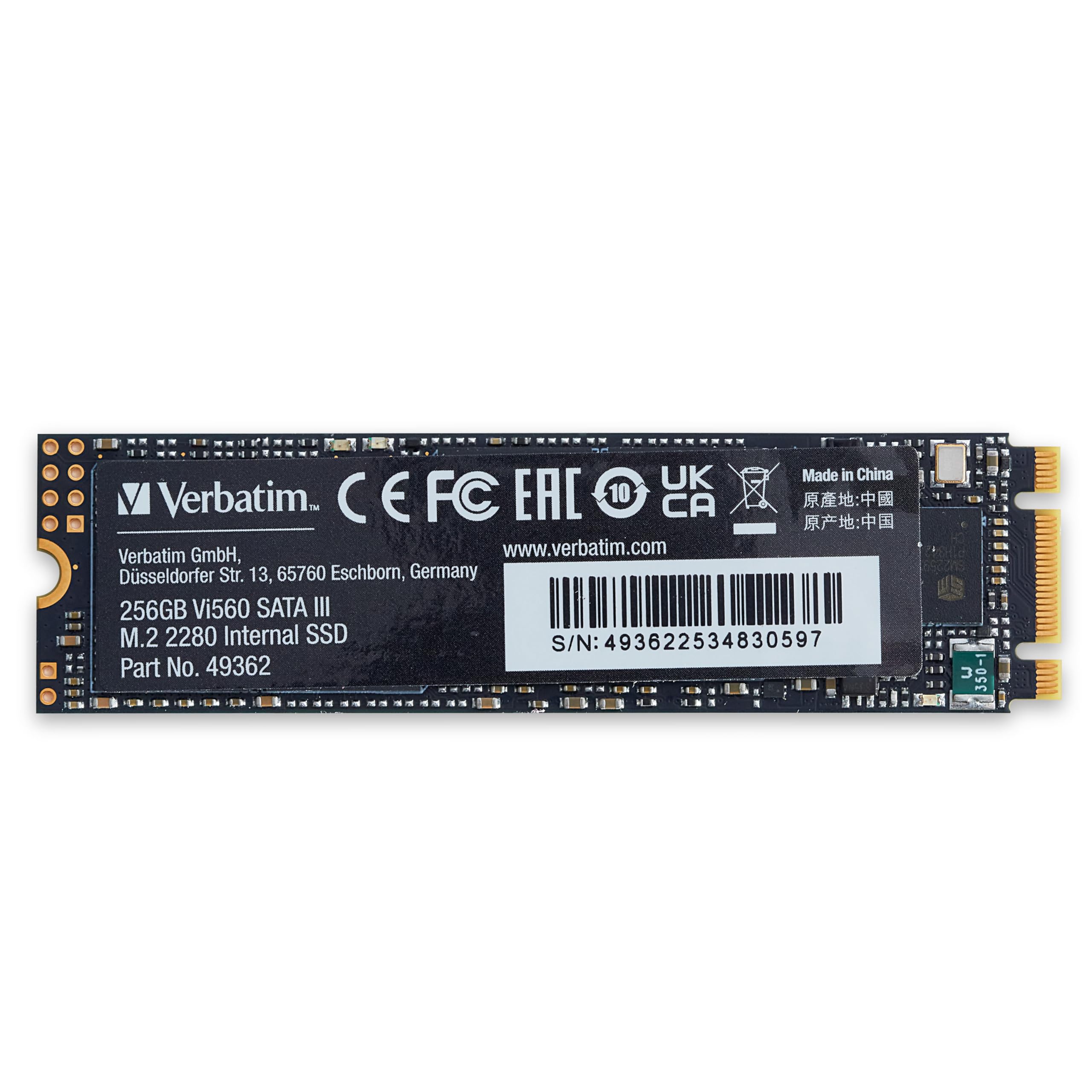 Verbatim Vi560 256 GB Memoria SSD Interna SATA M.2 2280 M.2 SATA 6 GB/s Dettaglio 49362 - Solid State Disk - Serial ATA