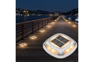 VOLISUN Solar Driveway Lights 12 Pack Waterproof Dock & Deck Marker Lights,2-in-1 Warm White & White LED,IP67 Wireless Outdoor Solar Light for Driveways,Sidewalks,Pathways,and Yards