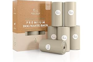 NINA WOOF Dog Poop Bags Rolls - 90 Compostable & Biodegradable for Puppy Walks, Travel, Thick Refill Housebreaking dog poo bags Premium Cornstarch Pet Poo Bags Dogs