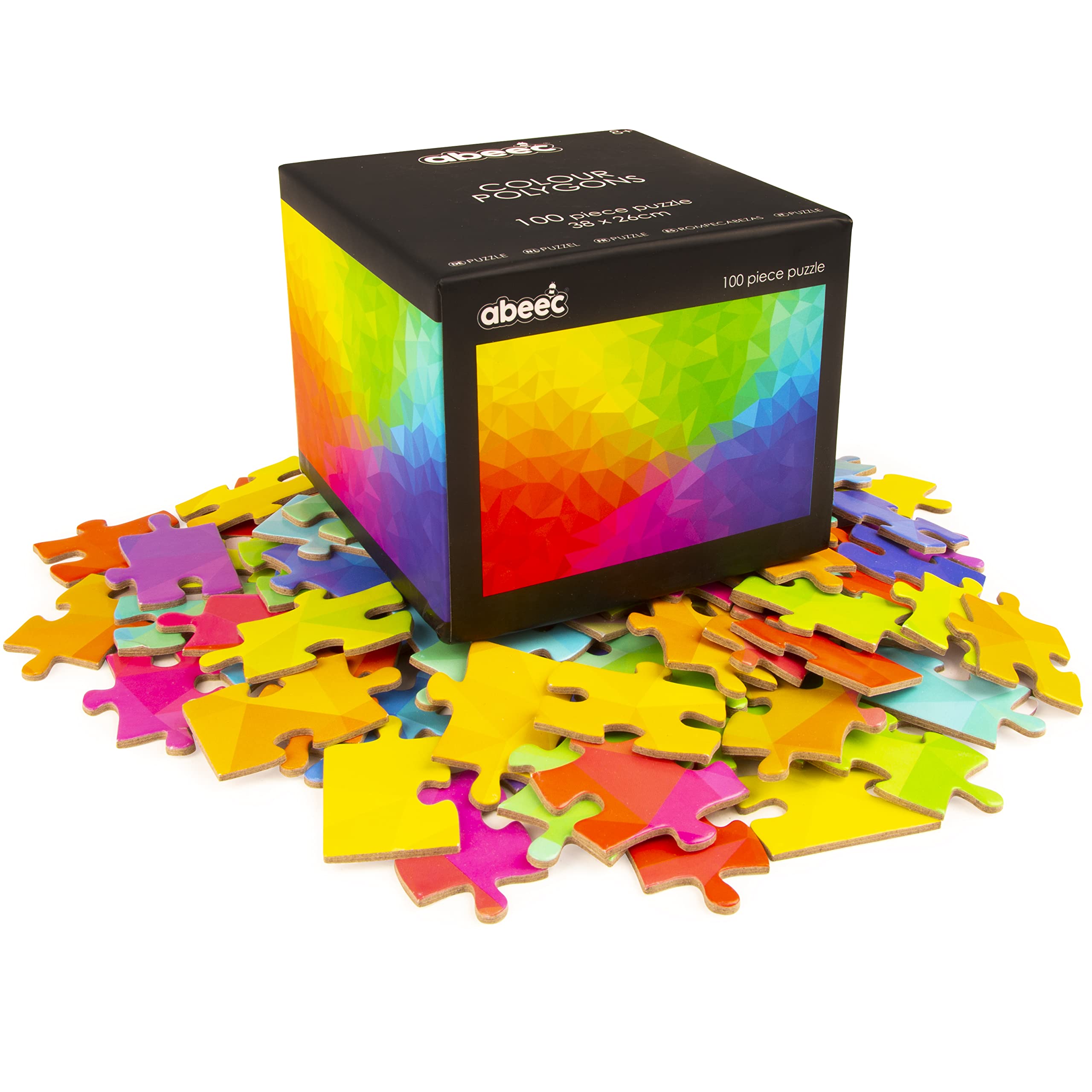 abeec Colour Polygons Puzzle - Jigsaw Puzzle For Kids - Puzzles For Adults - Board Games For 8 Year Olds - 100 Piece Jigsaw Puzzles For Children