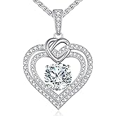 OOBEE Valentines Day Gift Moissanite Heart Necklaces for Women, 1- 4 Carat Moissanite 925 Sterling Silver 14K Gold Plated Pendant Necklace, Ideal Anniversary Birthday Christmas Mothers Day Jewelry Gifts for Mom Wife Her Girlfriend Daughter
