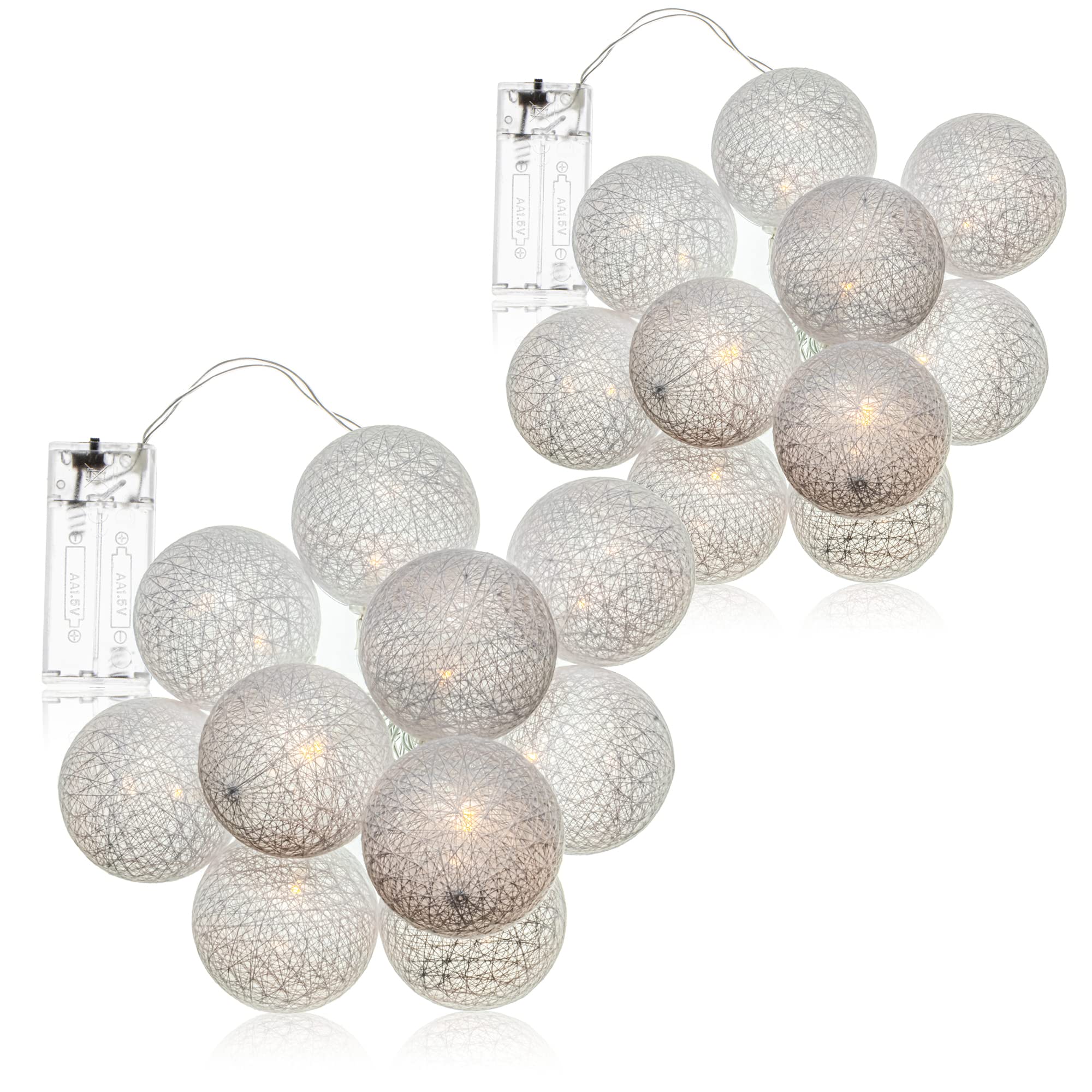 com-four® 2X LED Fairy Lights Ball - Lighting with 10 LEDs in Scandinavian Decor - Decoration for Christmas, Birthdays, Weddings or Parties