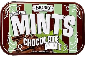 BIG SKY BRANDS Big Sky Sugar Free Mints Chocolate Mint | Sugarfree, No Artificial Colors or Flavors | Kosher Certified, Vegan, Gluten Free | Aspartame & Xylitol Free | 50 Count Tin (Pack of 6)