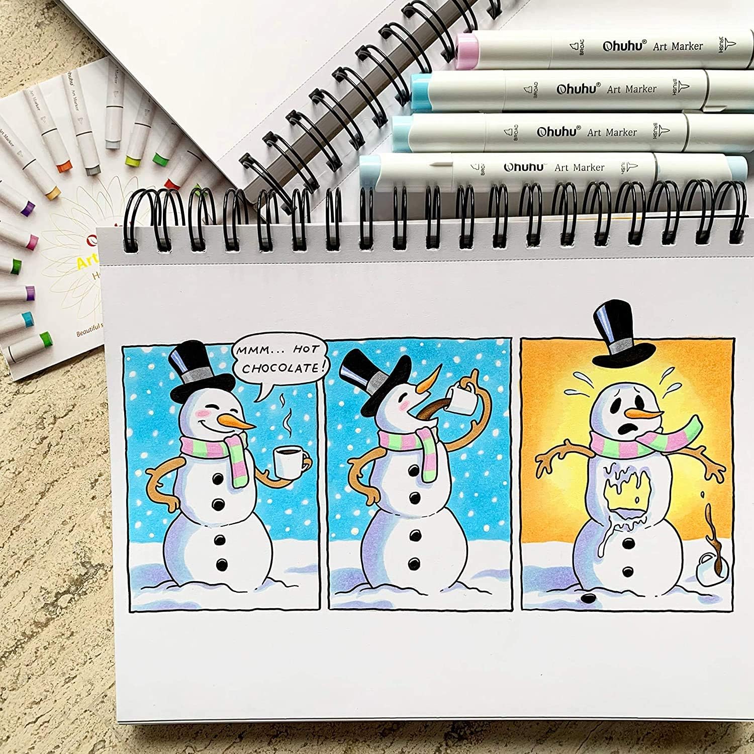 Ohuhu Pastel Markers, Ohuhu 48 Colors Alcohol Brush Markers Double Tipped Brush & Chisel Sketch Marker, Artist Art Markers Adults' Coloring Illustration, 1 Colorless Alcohol Markers Blender Included : Office Products