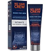 No Hair Crew Intimate/Private At Home Hair Removal Cream for Men - Painless, Flawless, Soothing Depilatory for Unwanted Coarse Male Body Hair, 100ml