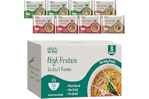 VOLO VERO High Protein (32g) Instant Ramen Variety Packaged Noodles Soup, Chicken, "Spicy" Beef, Pork Tonkotsu, Plant-Based, Air-Dried, Non-Fried, Low Carb, Egg-Free, Dairy Free Healthy Meal, 8 Packs