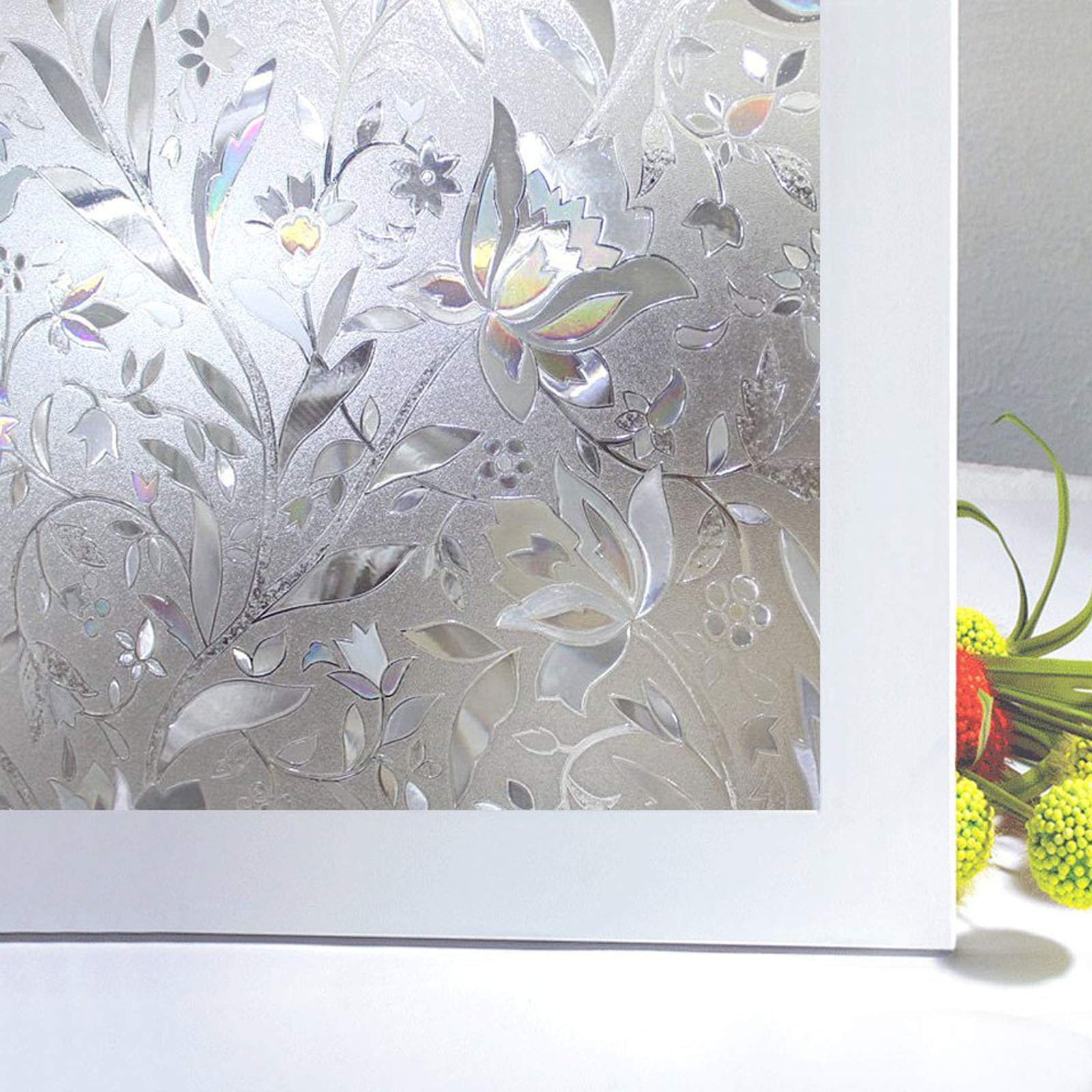 Zindoo Privacy Window Film Stain Glass Film Window Cling No-Glue Static Decorative Window Covering Frosted Window Film (43 * 200CM)