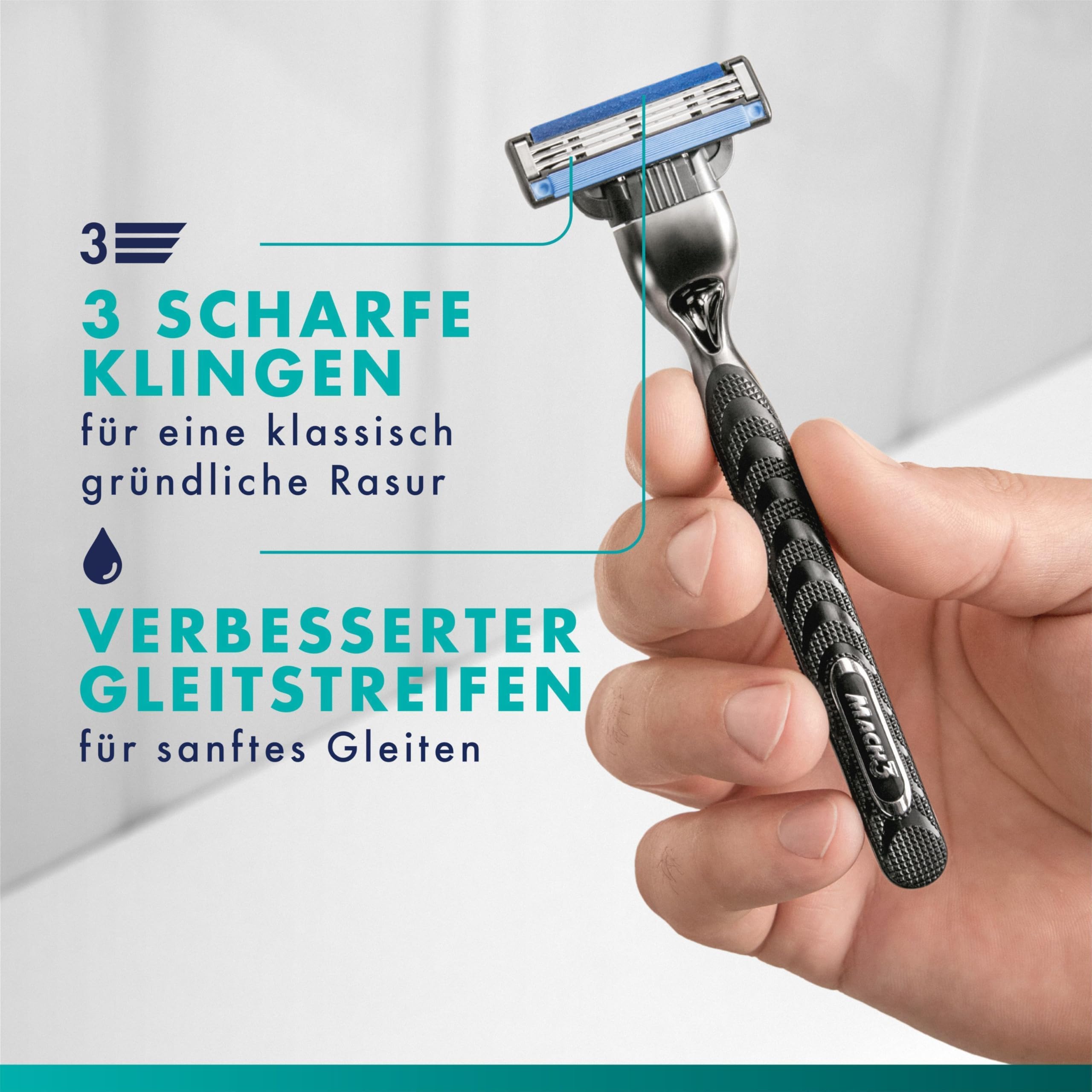 Gillette Mach 3 Klingen Herren, 25 Original Rasierklingen, Blau - Ersatzklingen Männer für Nassrasierer mit Gleitstreifen für Ein Sanftes Gleiten Und Klingenbeschichtung 6