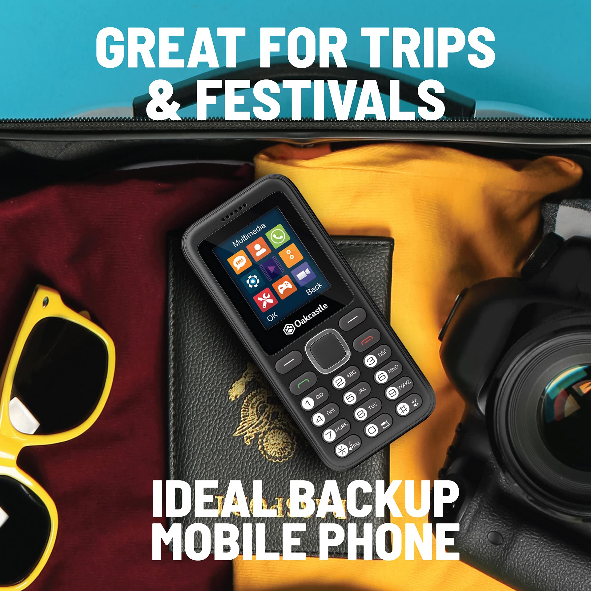 Oakcastle F100 | Handy Günstig mit Dual-SIM & Micro SD | Bluetooth & 7 Tage Akkulaufzeit baustellenhandy | Medien & Spiele | Seniorenhandy ohne vertrag | Prepaid Tastenhandy