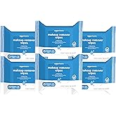 Amazon Basics Makeup Remover Wipes, Formulated without Fragrance and Alcohol-Free, Gentle Cleansing, Removes Waterproof Mascara, Dermatologist Tested, 25 Count, Pack of 6