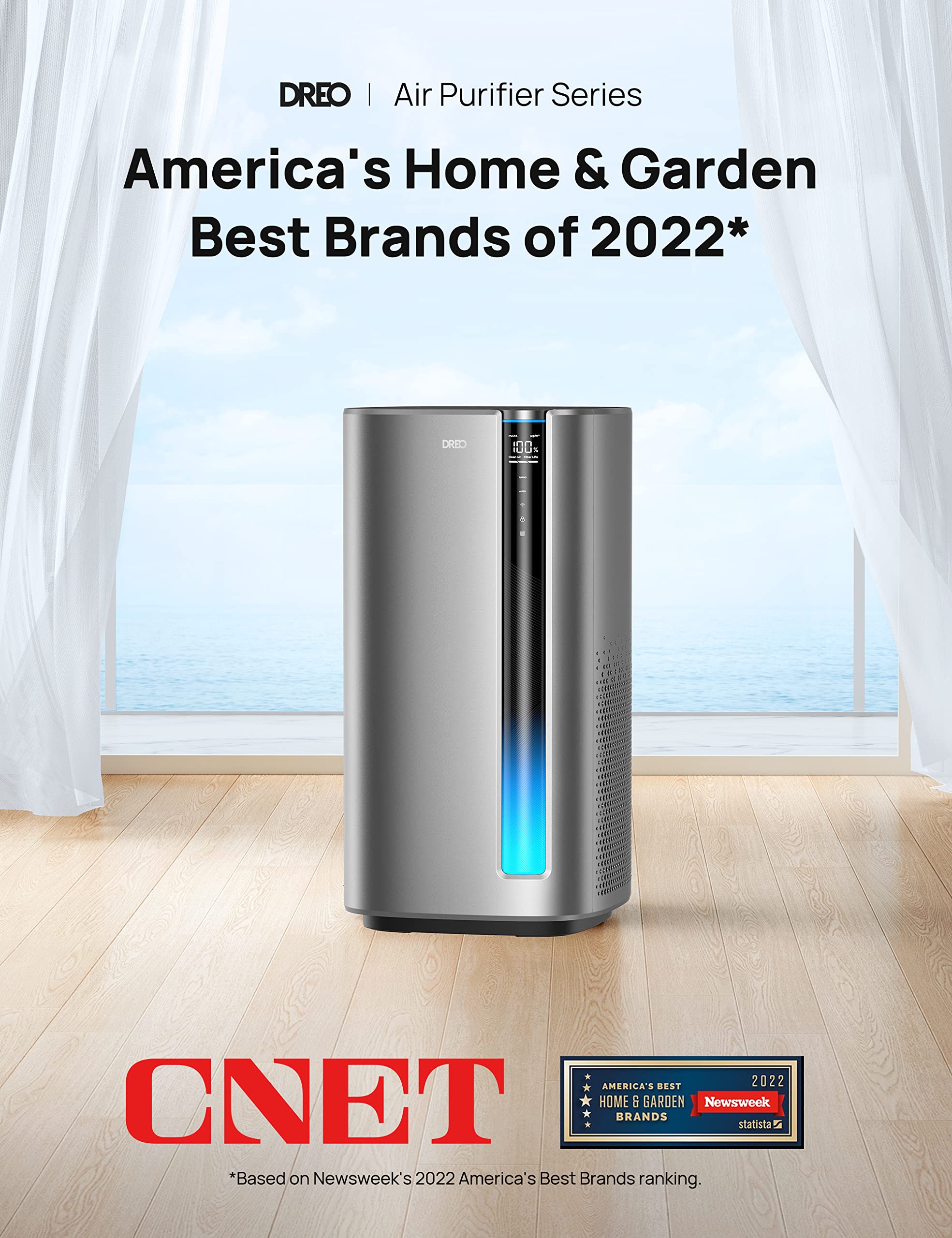 Dreo Air Purifiers for Home Large Room Bedroom, H13 True HEPA Filter Removes 99.985% of Pets Hair Particles Dust Smoke Pollen, PM2.5 Monitor, Auto Mode, Smart WiFi Voice Control, Works with Alexa