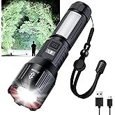 Flashlight Rechargeable High Lumens, 1,500,000L Super Bright LED Tactical Flashlights, High Powered Handheld Rechargeable Flash Light with 6 Modes, Type-C, Side Light, Long Runtime for Camping