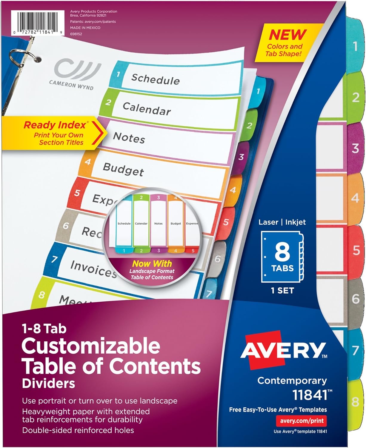 Best Avery Ready Index Table Of Contents Dividers, 8-Tab Set