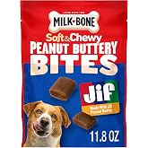Milk-Bone Soft &amp; Chewy Peanut Buttery Bites, 11.8 Oz. Bag | Soft dog treats with Jif peanut butter