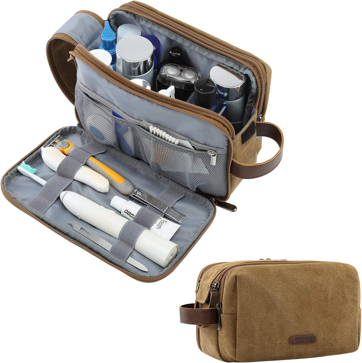 Toiletry Bag for Men, BAGSMART Travel Toiletry Organizer Dopp Kit Water-resistant Shaving Bag for Toiletries Accessories, Black