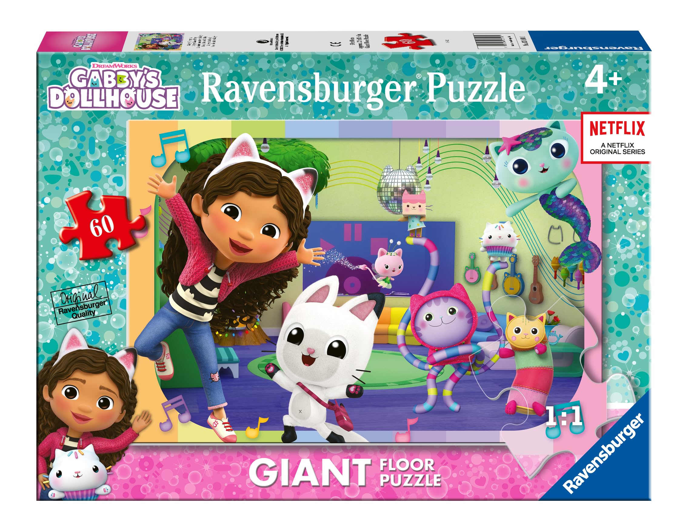 Ravensburger Gabby's Dollhouse 60 Piece Giant Floor Jigsaw Puzzle for Kids Age 4 Years Up - Educational Toys & Games for Children