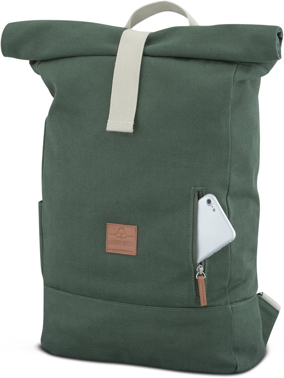Johnny Urban Roll Top Backpack Women & Men Green, Adam Large, Durable Daypack from Cotton Canvas, 18-22 Litre Rucksack - Image 4