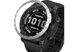 BAIHUIAM Bezel Ring Compatiable with Garmin Fenix 7X, Stainless Steel Bezel Ring Adhesive Cover Anti Scratch & Collision Protector for Garmin Fenix 7X Sapphire Solar (Silver - Not for 7/7S)