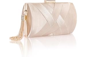 Larcenciel Women's Evening Handbags, Elegant Tassel Satin Clutch Purses for Bridal Wedding Guest Cocktail Dressy Prom Party