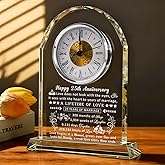 QIANRUNA 25th Wedding Anniversary Glass Quartz Clock Gifts for Women Men, 25 Year Anniversary Romantic Gift for Him Her, Silver Anniversary Clock Gifts for Couple, 25 Years of Marriage Gifts