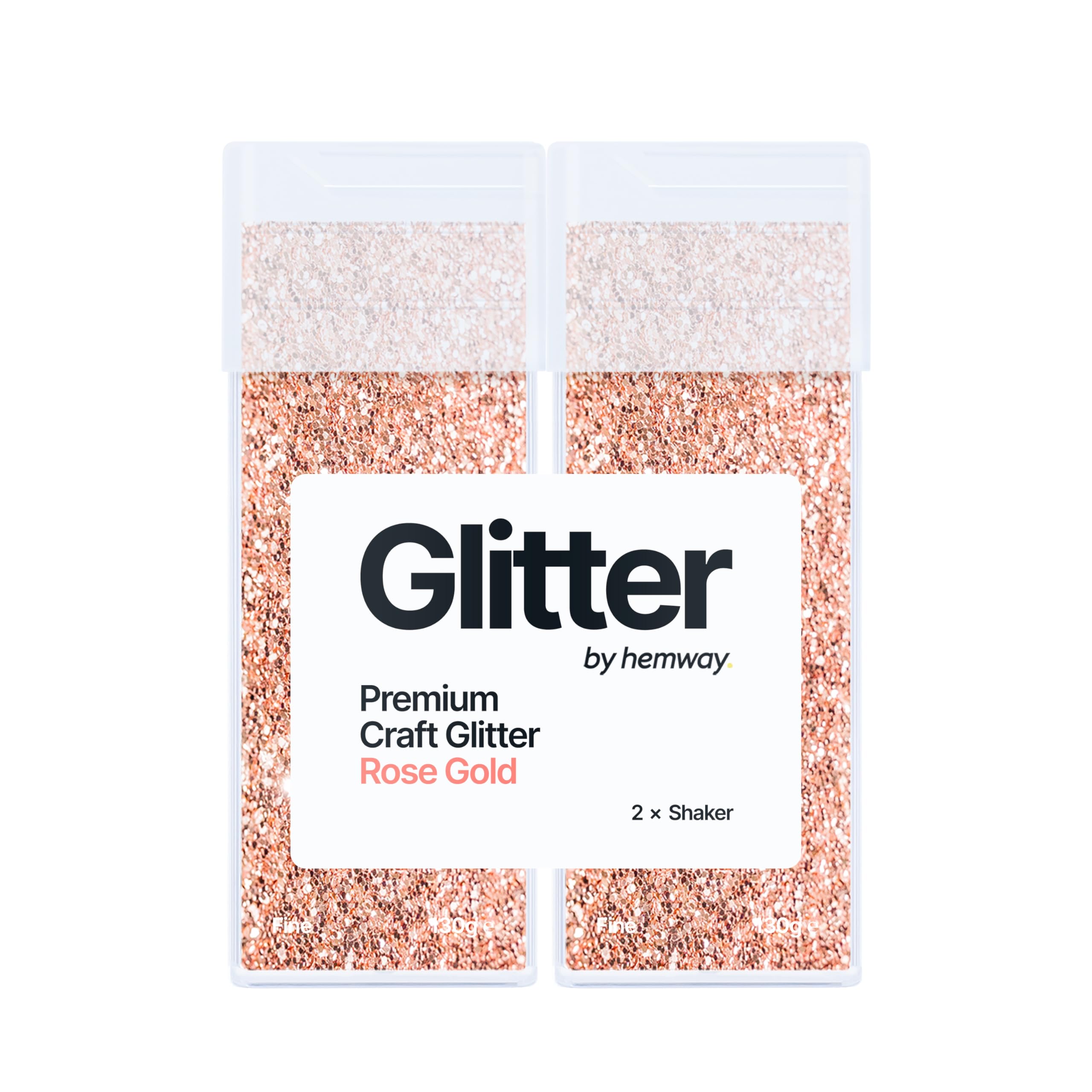 Hemway Glitter Shaker Rose Gold 130g x2 Pack Fine, Craft Glitter Shakers for Resin & Epoxy Crafts, Christmas Art Supplies, Nail, Body, Face, Eye, Festival, Crafting, Slime, Sparkle