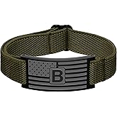 GLITTO Valentines Day Gifts for Him - Initial Bracelet for Men Boys, Green American Flag Wrist Bracelets Military Jewelry for Kids Boy Teen Teenage Boyfriend