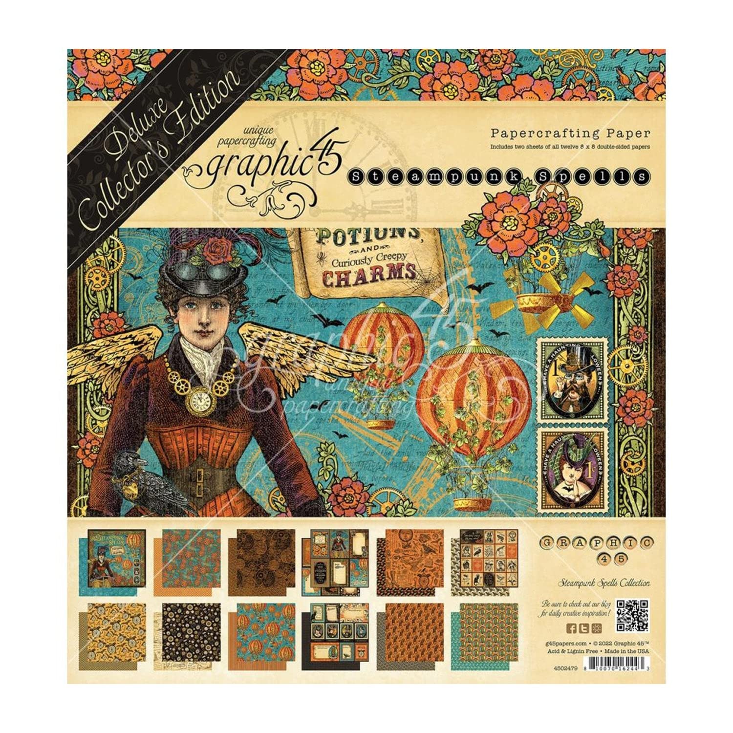 Graphic 45 Double-Sided Paper Pad 8"X8" 24/Pkg-Steampunk Spells