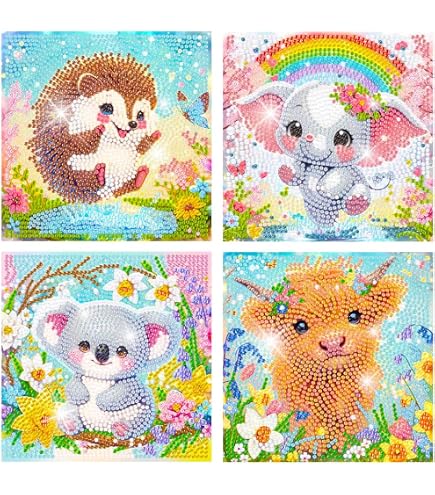 Diamond Art Kit For Kids With Wooden Frame – DIY Craft For Ages 6-12, Elephant Design, Home Wall Decoration & Beginner Art Activity