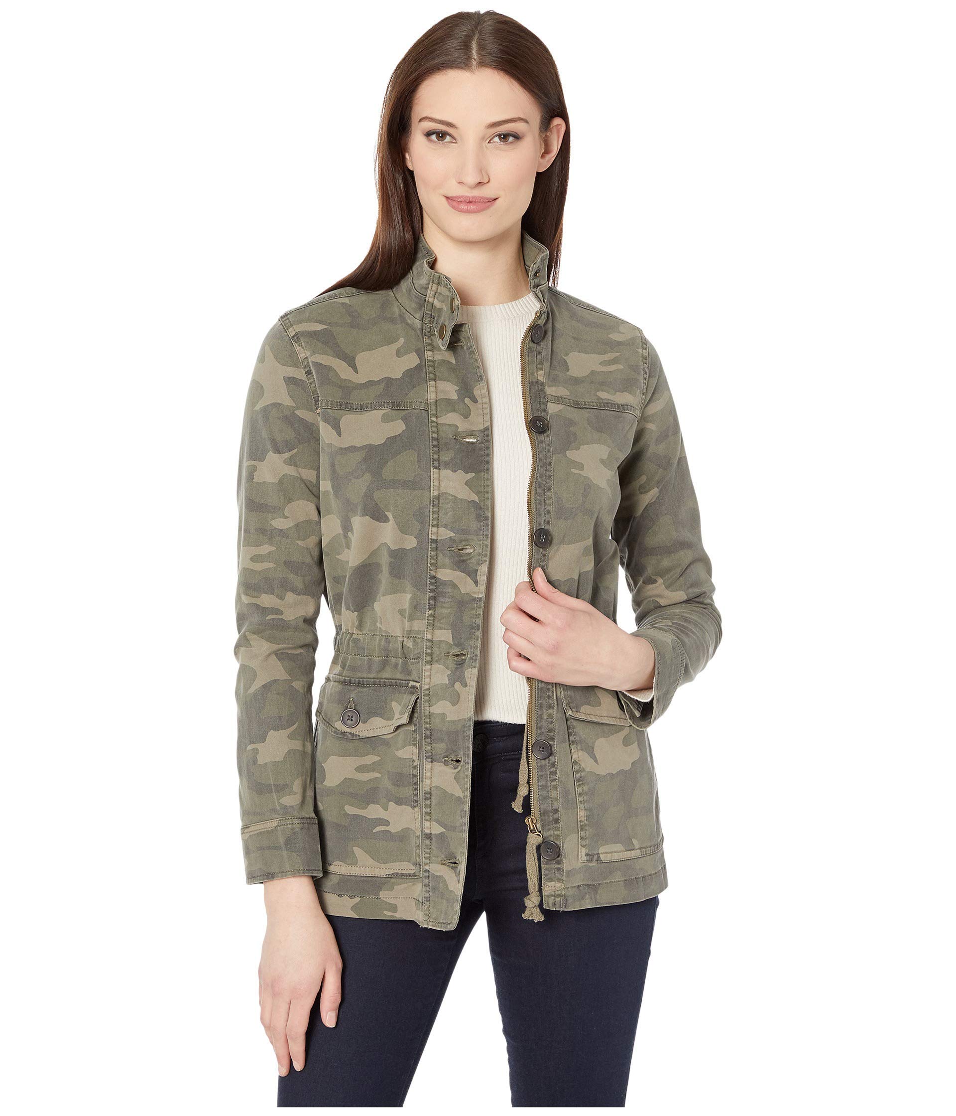 Lucky Brand Long Sleeve Button-Up Two-Pocket Camo Utility Jacket Green Multi XS (US 0-2)