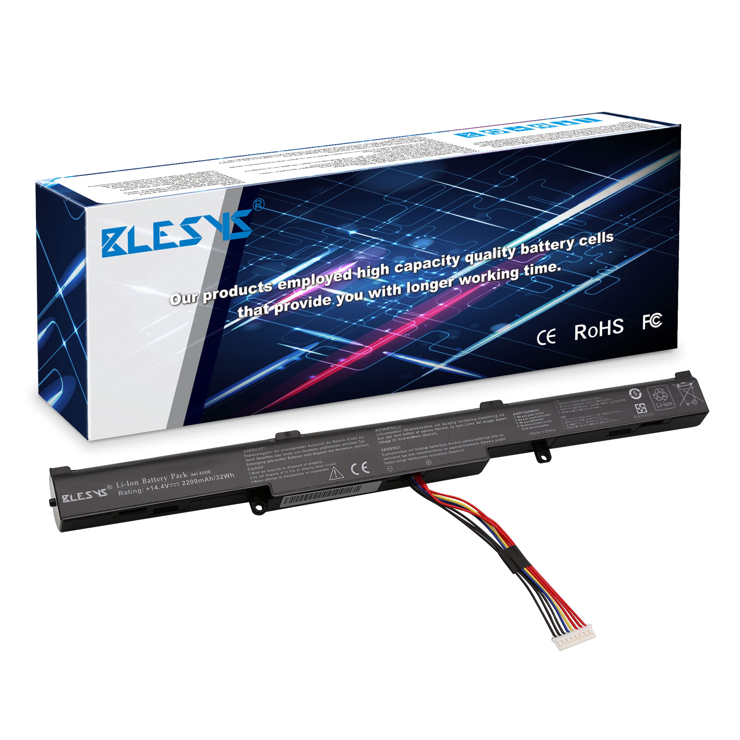 BLESYS A41-X550E Laptop battery for ASUS R752L R752LA R752LAV R752LB R752LD R752LDV R752LJ R752LJC R752LK R752LN R752LX R751J R751JA R751JB R751JK R751JM R751JN R751JX R752SA R752SV R752NA R752NV