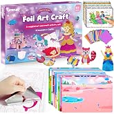 Fun Foil Art Craft Kit for Kids Ages 4-8, DIY Princess Sticker &amp; Coloring | Create 10 shimmering princess scenes with peel-and-press foil, stickers and coloring pages; no glue, paint or scissors