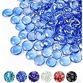GRISUN 1/2 Inch Pacific Ocean Blue Luster Fire Pit Glass, 10 Pounds Round Glass Rocks for Natural or Propane Fireplace, Fire Glass Beads Safe for Outdoors and Indoors Firepit Glass