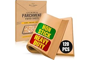 Parchment Paper Sheets for Baking, 12x16 In 120 Pcs by Baker's Signature | Precut Non-Stick & Unbleached - Will Not Curl or Burn, Non-Toxic & Comes in Convenient Packaging