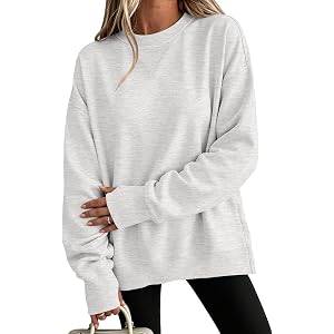 ANRABESS Women's Oversized Crewneck Long Sleeve Sweatshirts | Soft Fleece Pullover Tops with Thumb Hole Cuffs, Loose Fit Y2K